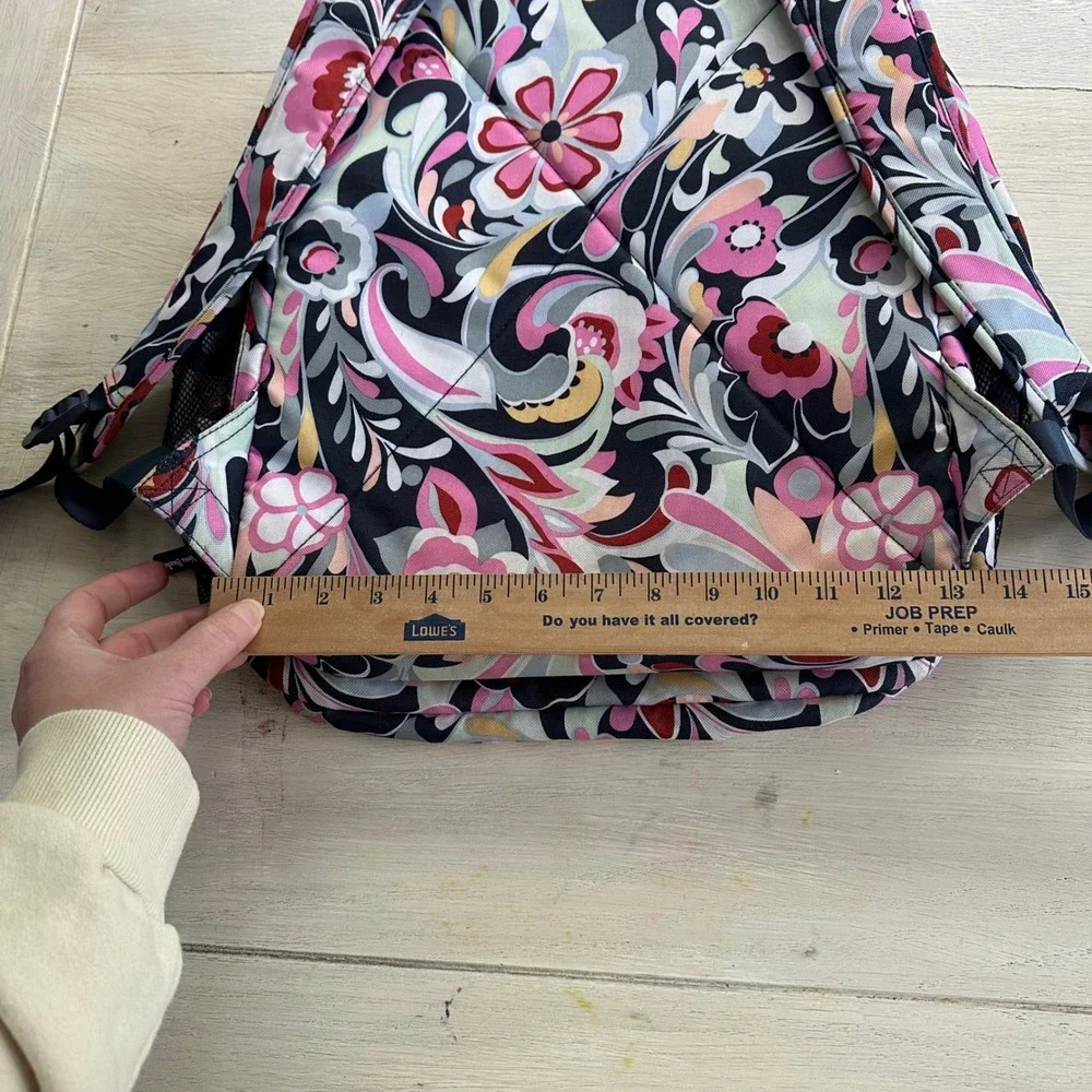Vera Bradley‎ Floral Paisley Canvas Backpack Pink Navy Grey Multi-Compartment